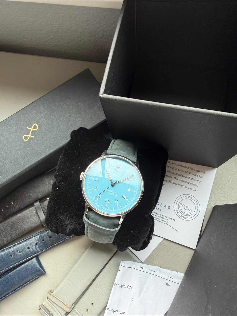 Sternglas Watch with Light Blue Dial and Black Strap - Picture 2 of 7